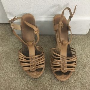 Nude platform strapped heels
